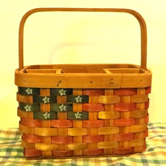Americana Theme Basket For Table Accessories Summer Patriotic Patio - Picture 2 of 11
